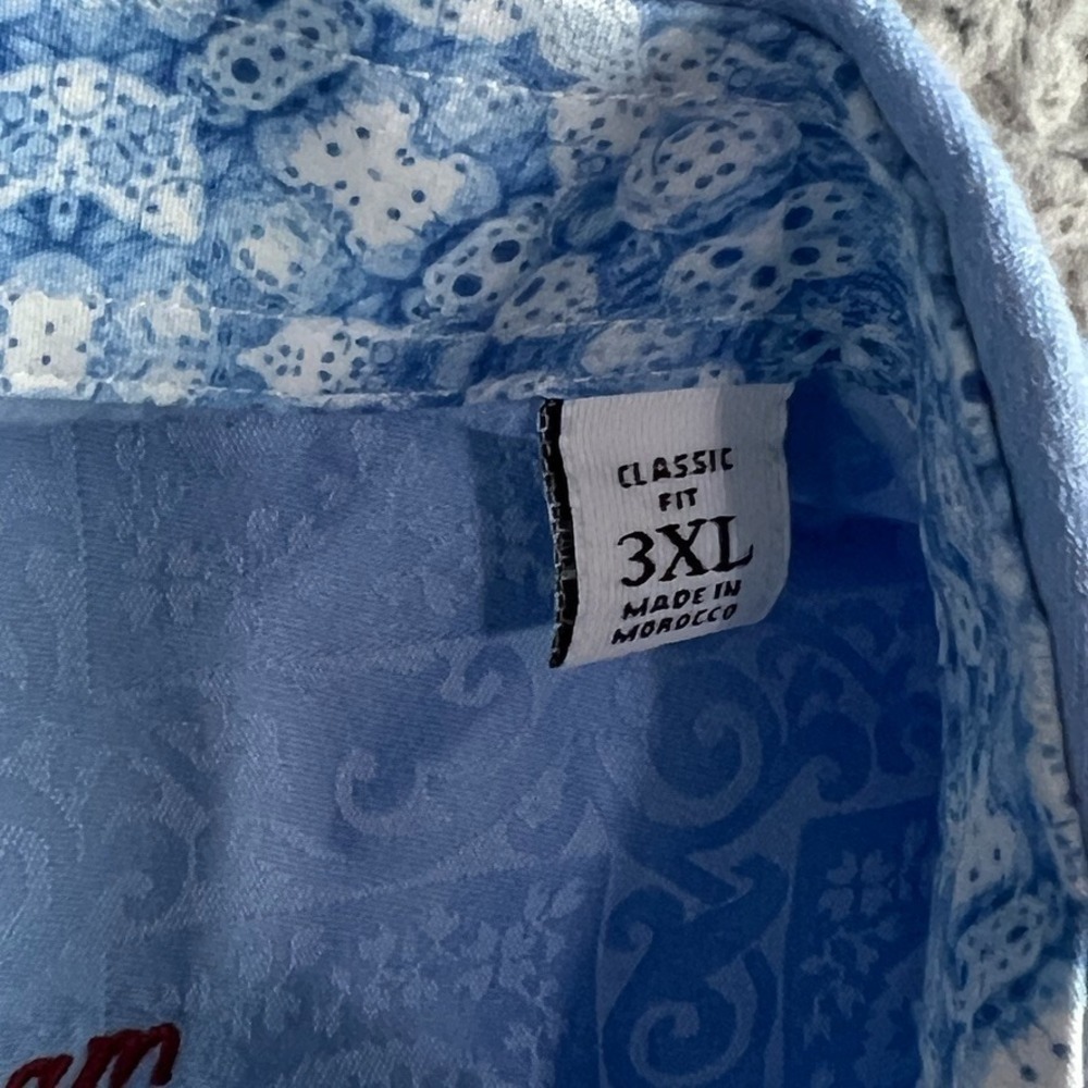Robert Graham Button Shirt Mens 3XL Blue Jacquard Paisley Flip Cuff Long Sleeve - Picture 14 of 16